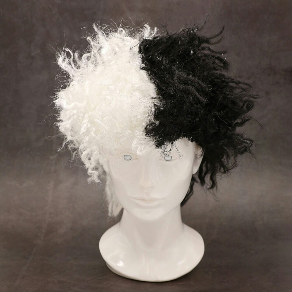 image 1 of Evil Dog Lady Black and White Wig - Messy Wig Black | One Size