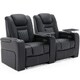 image 1 of Broadway 2 Seater Cinema Electric Recliner Chair USB LED Base w Tray (Black w White stitching)