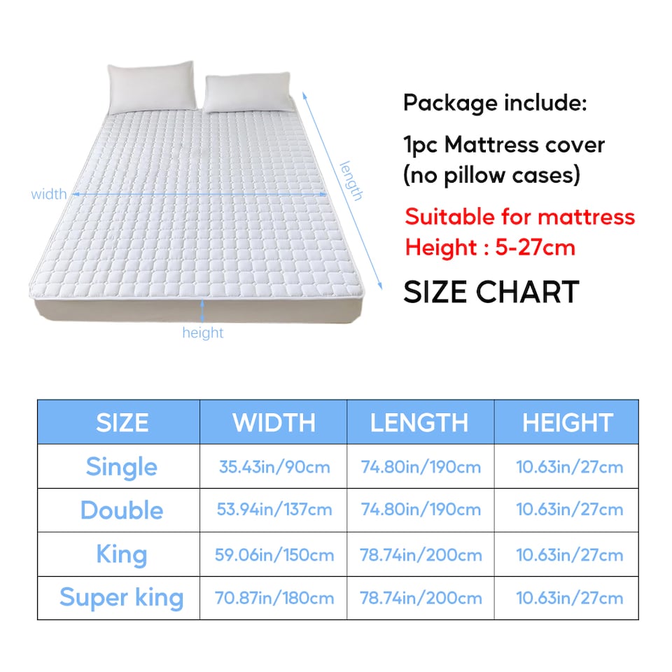 image 1 of Living and Home King Deep Fit Quilted Fitted Sheet- Double Size | White | Double