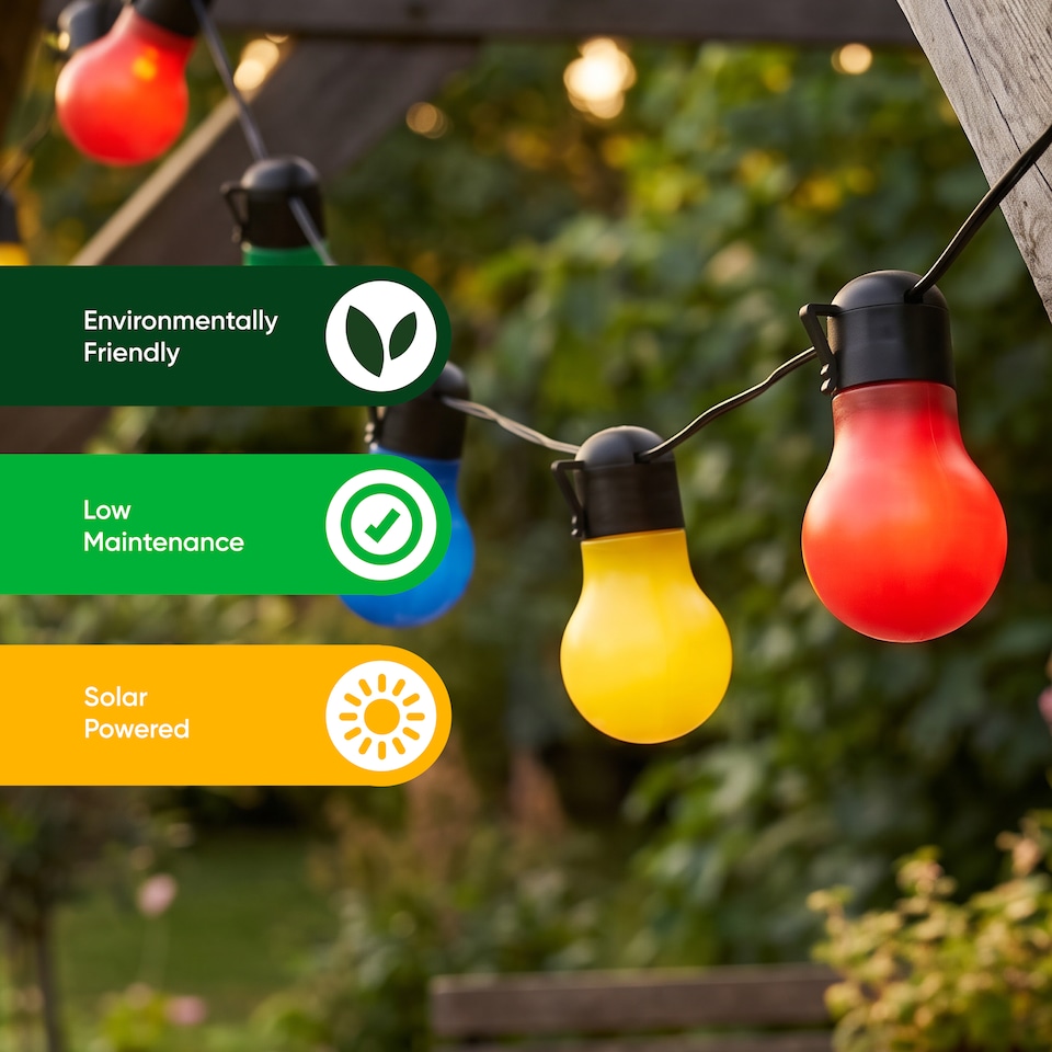 image 1 of Gardenwize Solar Tropical Globe String Lights for Garden Fence Patio