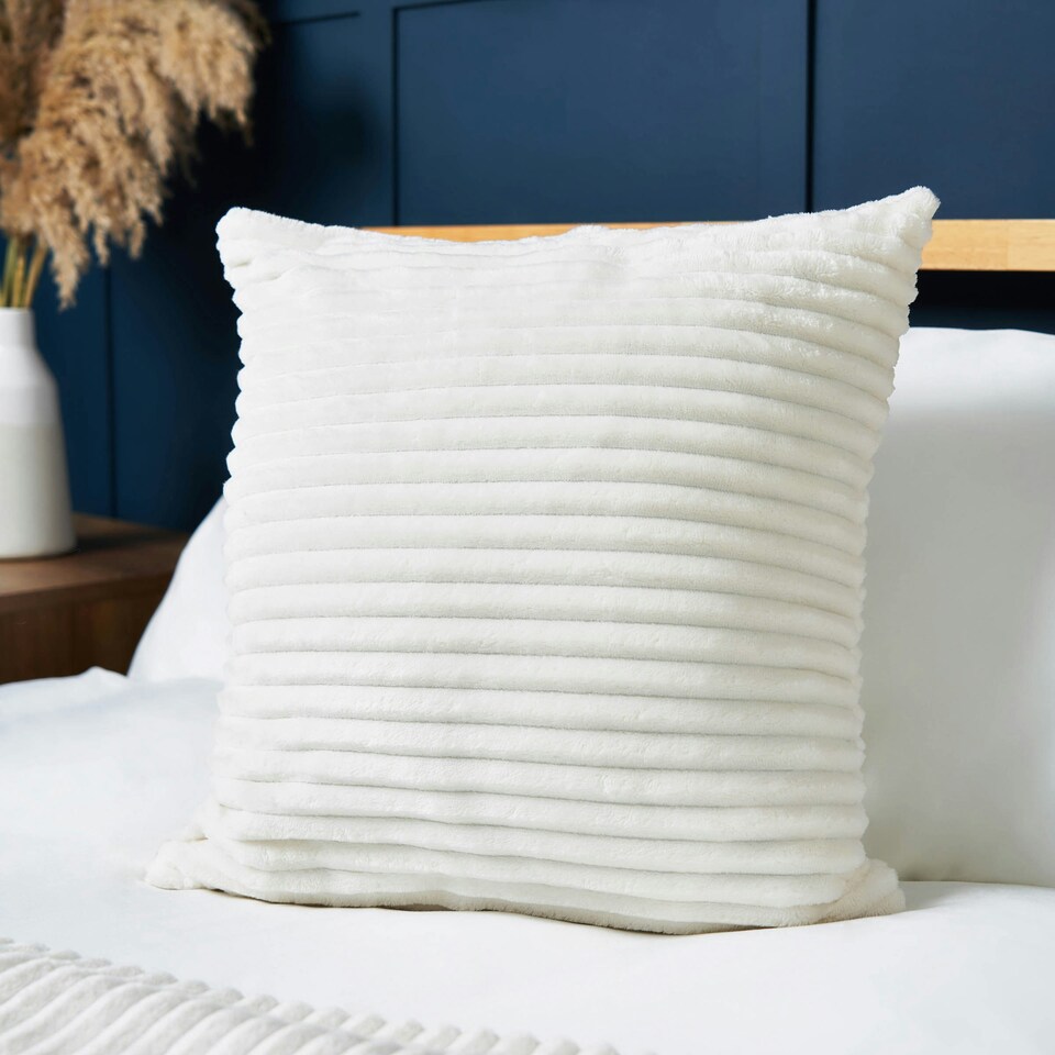 image 1 of BHS Luxury Ribbon Velvet Cushion, Cream