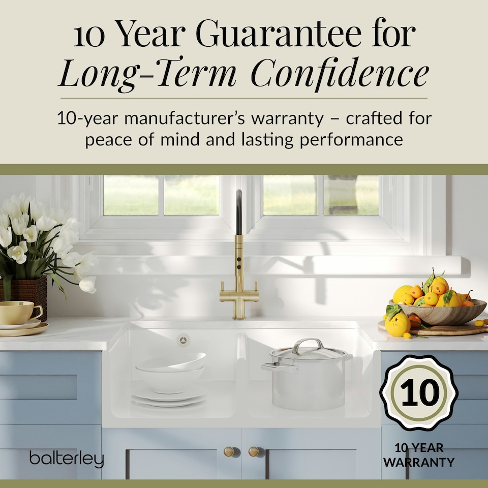 image 1 of 795mm - Fireclay Kitchen Double Bowl Fluted Front Butler Sink - Stepped Weir