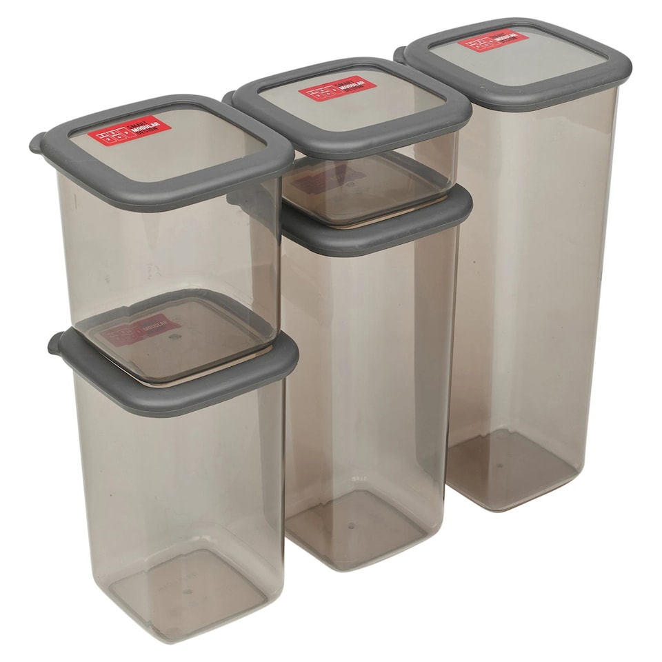 image 1 of 5Pc Airtight Stackable Food Storage Container Kitchen Set BPA Free Cupboard Pack