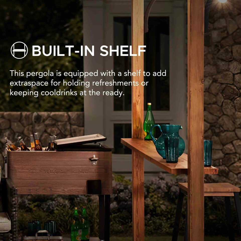 image 1 of Sunjoy 4m x 2.6m Steel Pergola-Wood Colored Frame