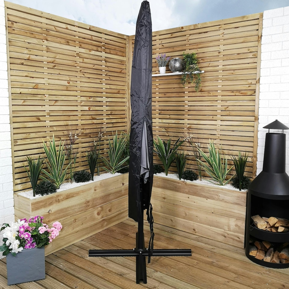 image 1 of 3m Waterproof Cover for Hanging Banana Cantilever Garden Parasol in Black Black
