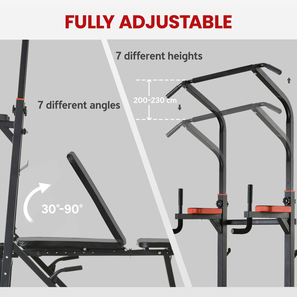 image 1 of HOMCOM Adjustable&Folded Dip Stands Multi-Function Pull-ups Sit-ups Fitness tool