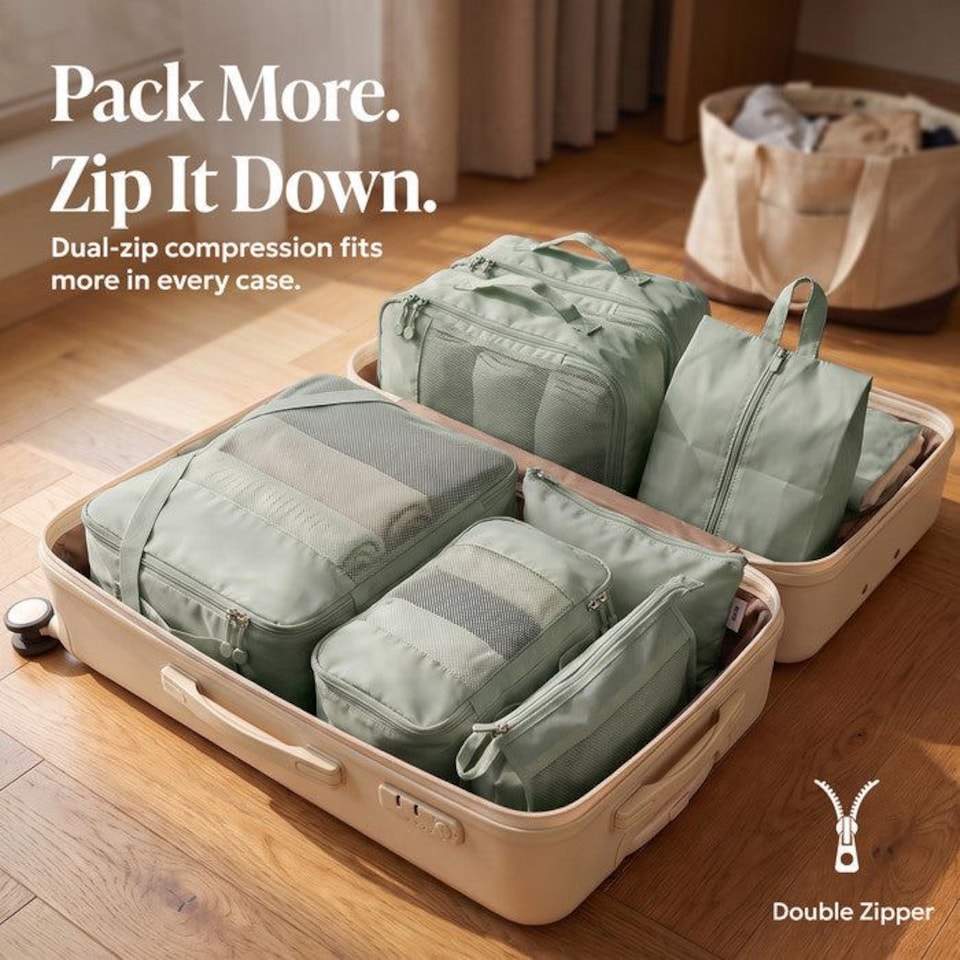 image 1 of Lugg Compression Packing Cubes 8 Piece Travel Suitcase Organiser Set