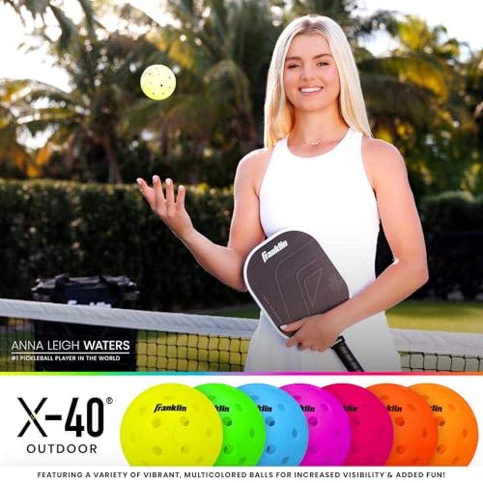image 1 of Franklin Sports Outdoor - X-40 Pickleball Balls - USA Pickleball (Usapa) Approved - 100 Bulk Pack Outside Pickleballs - Yellow - Us Open Ball