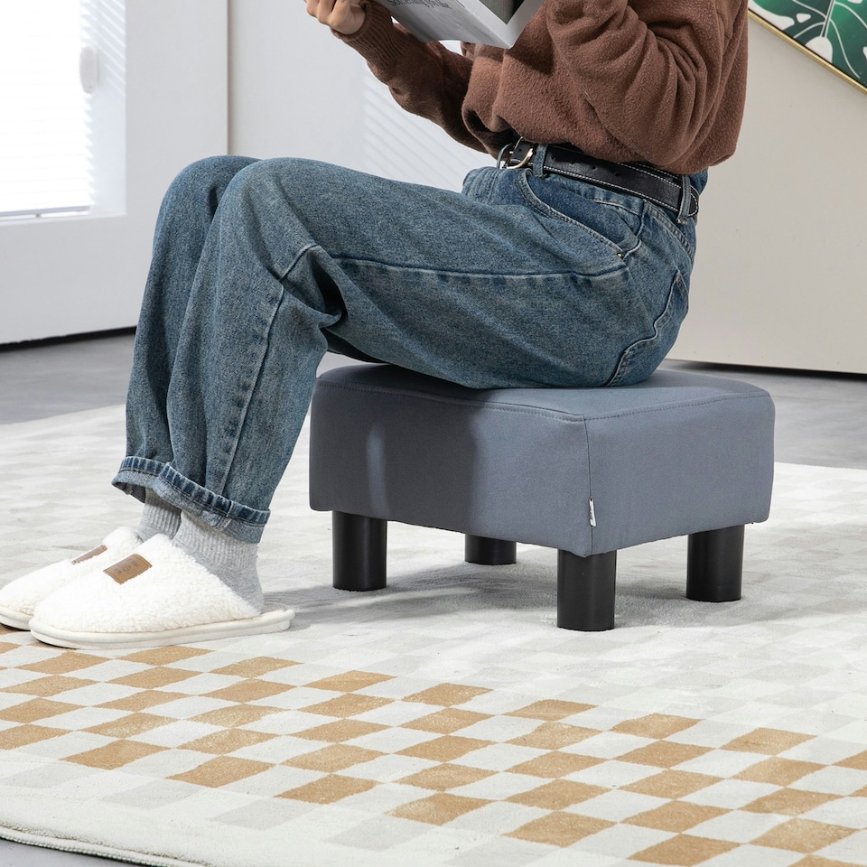 image 1 of HOMCOM Ottoman Footrest Seat Chair Footstool Microfiber Cloth Home Office Grey