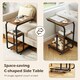 image 9 of COSTWAY Set of 2 C-shaped End Table Couch Table w/Shelves Brown