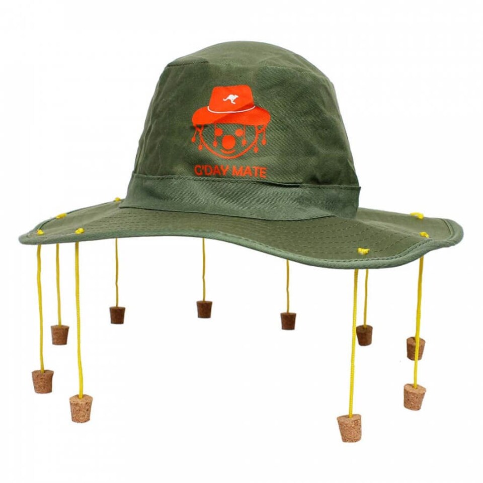 image 1 of Pack of 12 Australian Crocodile Hunter Cork Hat with Koala Print Brown | One Size