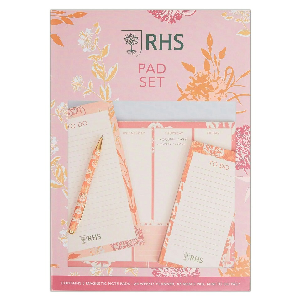 image 1 of RHS Set of Pads 60 Sheets, 75gsm, Bold Florals, Multicoloured, Pack of 3
