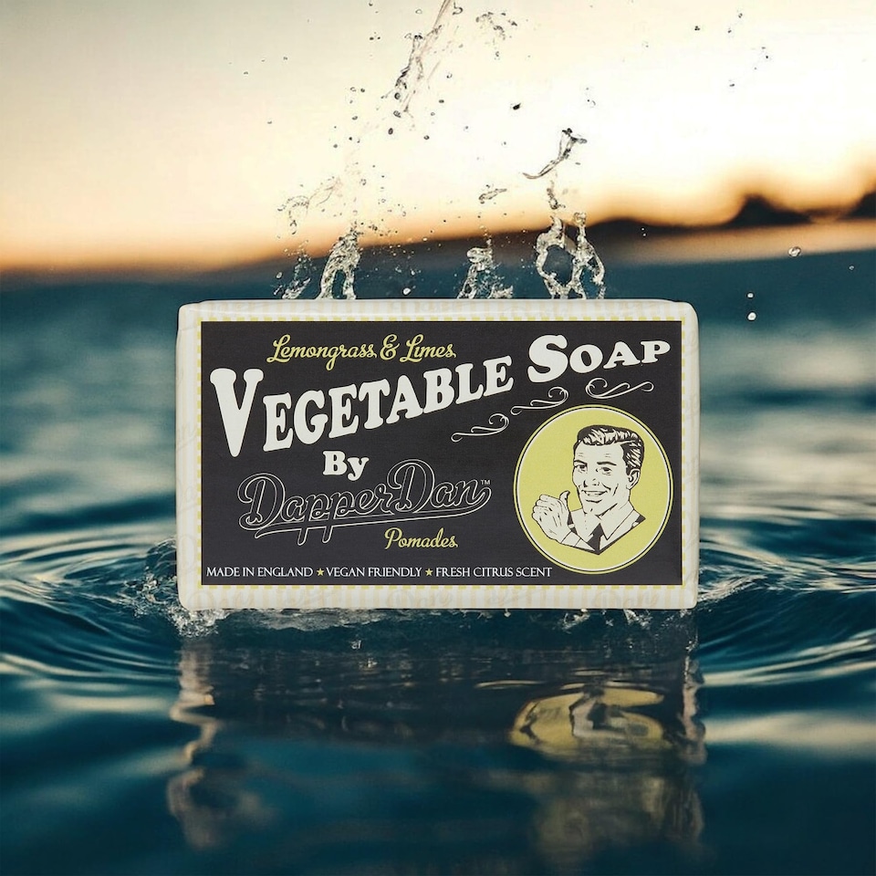 image 1 of Dapper Dan Lemongrass Vegetable Soap for Men, Refreshing and Moisturising Mens Soap Bar, Scented Cleanser for Face and Body 190g