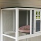 image 8 of PawHut Wooden Cat House with Asphalt Roof, Cat Cage for Multiple Cats White White | Dark grey
