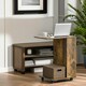 image 5 of Industrial Brown C Shaped Side Table With Storage & Wheels Brown