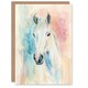 image 1 of Pastel Watercolour White Horse Head Portrait Him Her Birthday Card