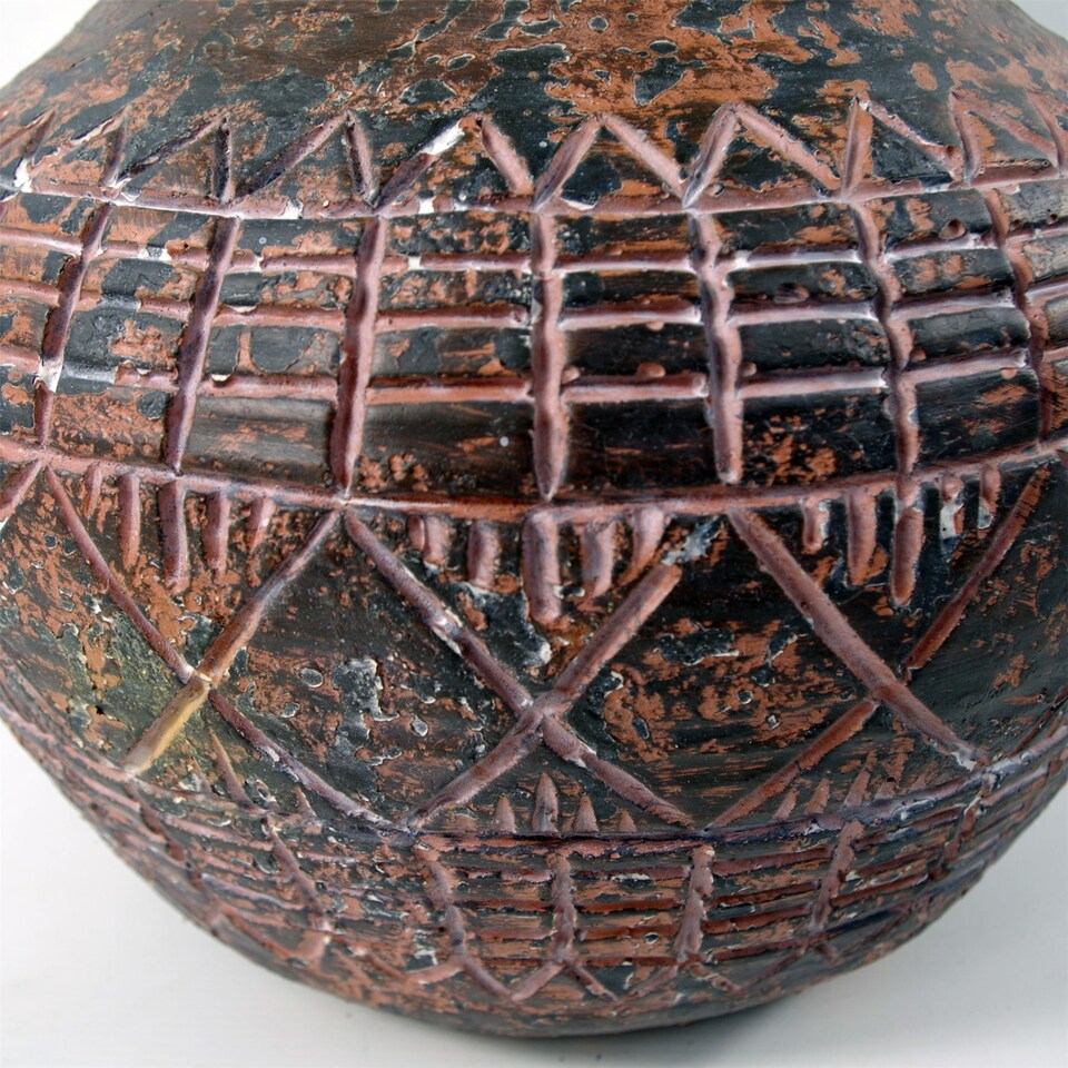 image 1 of Planters Plant Pots Aztec Vase Planter 23cm x 30cm | Brown