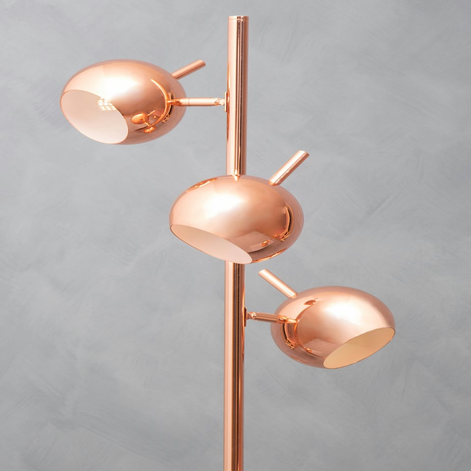 image 1 of Interiors by Premier Copper Finish Floor Standing Lamp With Three Lights Gold