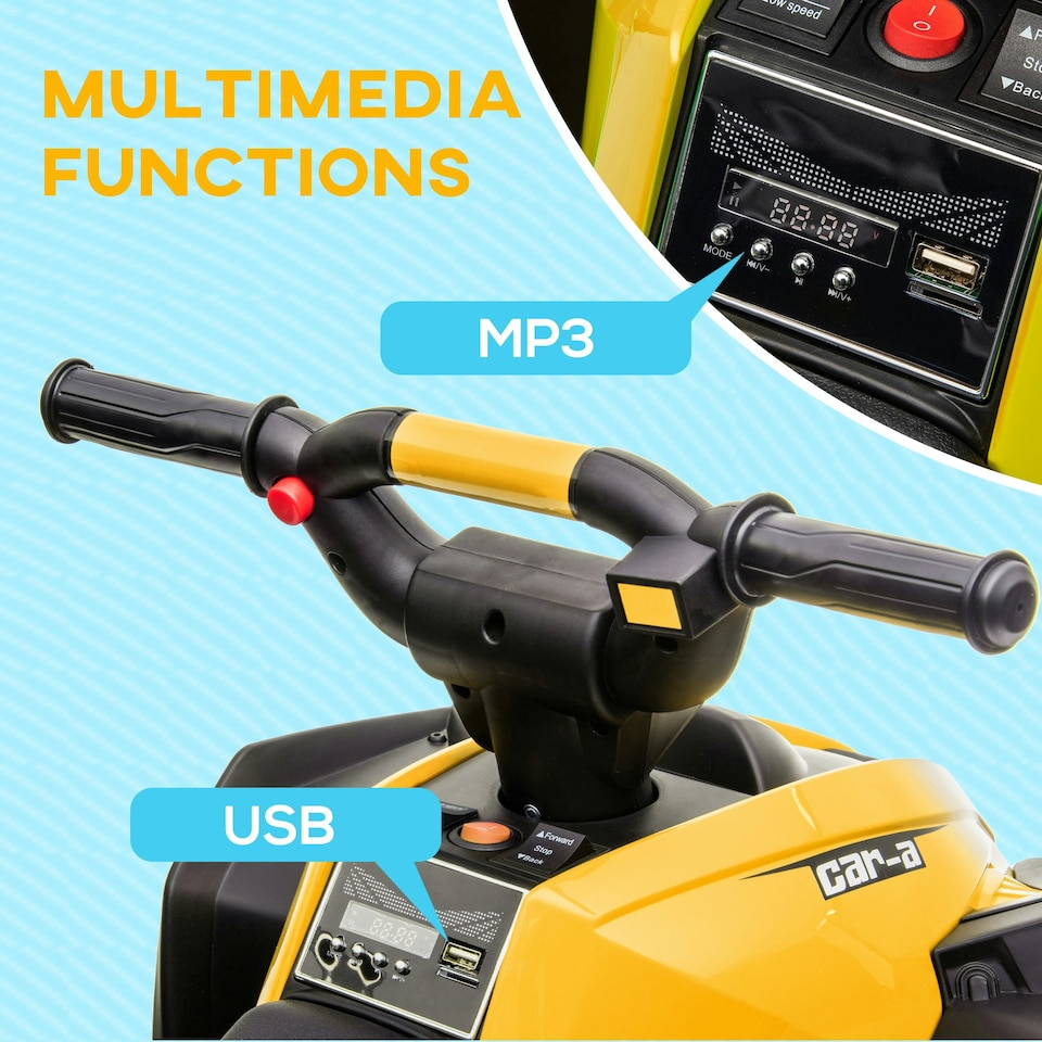 image 1 of HOMCOM 12V Electric Quad Bikes for Kids Ride On Car ATV Toy for 3-5 Years Yellow
