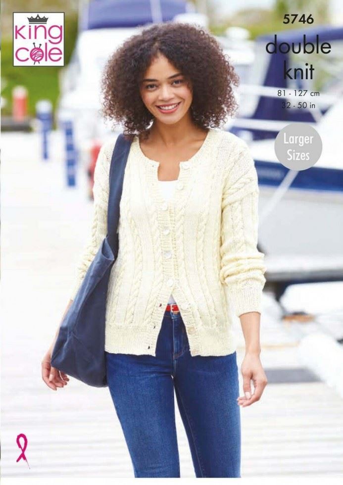 King Cole Cottonsmooth DK Knitting Pattern 5746, Cardigans and Sweaters for Women - 32 - 50 Inches