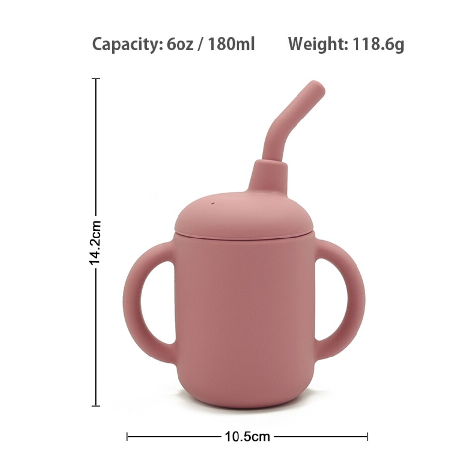 image 1 of Allis Baby Silicone Sippy Cup with Straw - Pink | Pink | One Size