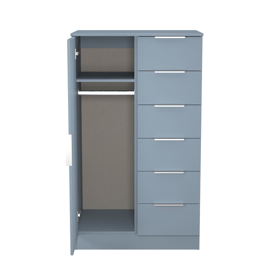 image 1 of Dover 5 Drawer 1 Door Childrens Wardrobe in Denim Blue (Ready Assembled) | Blue | Denim Blue