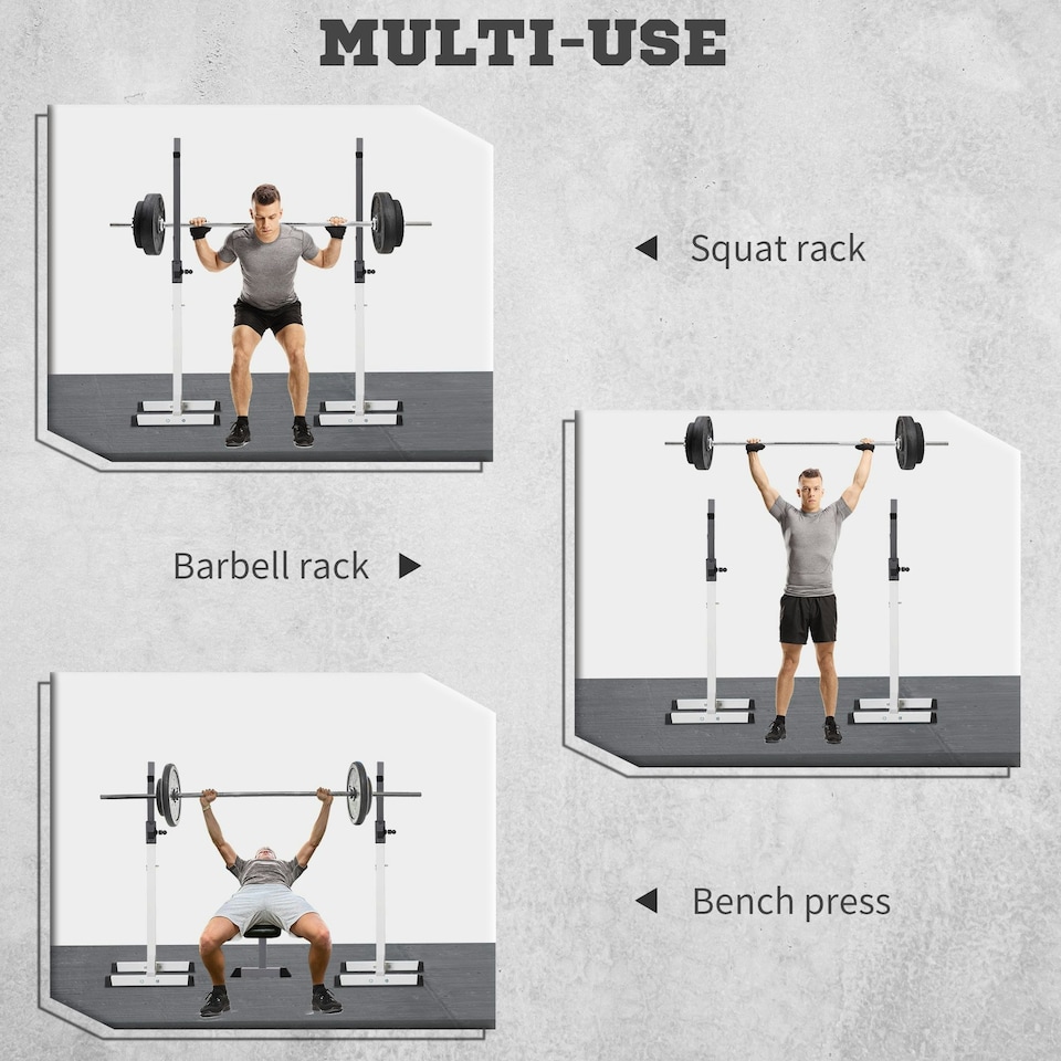 image 1 of HOMCOM Power Rack Weight Stand Bar Barbell Squat Stand Spotter for Home Workout