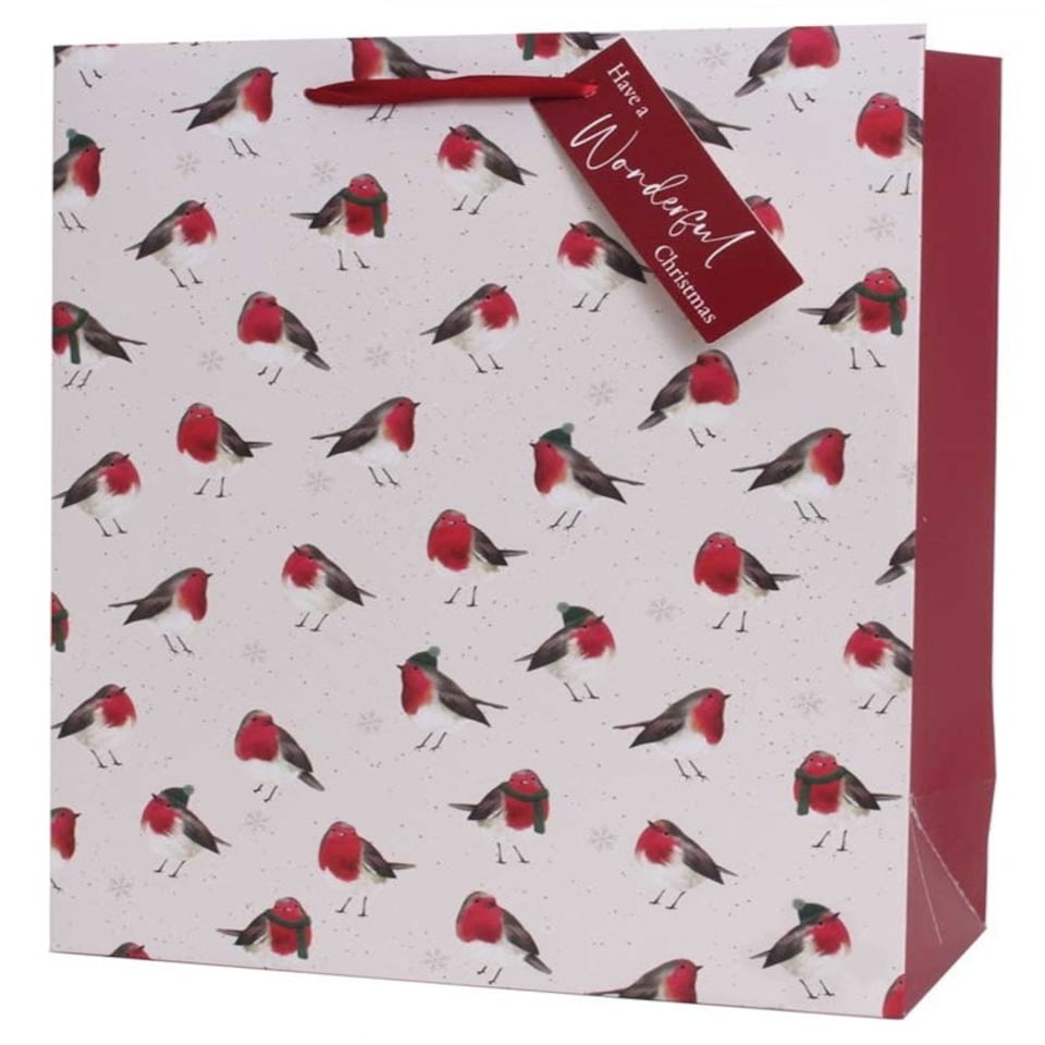 Pack of 12 Robin Pattern Large Christmas Gift bags