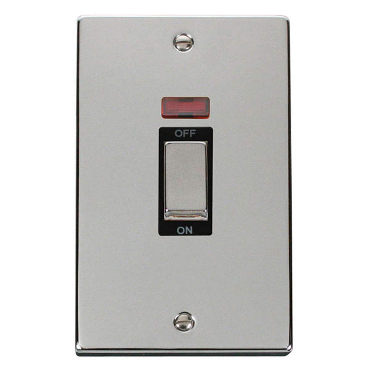 SE HOME Polished Chrome 2 Gang Ingot Size 45A Switch With Neon Chrome Polished Chrome