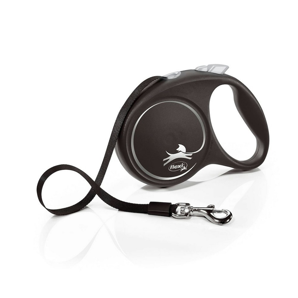 Flexi Large Tape Retractable Dog Lead - Black/Silver - 5m