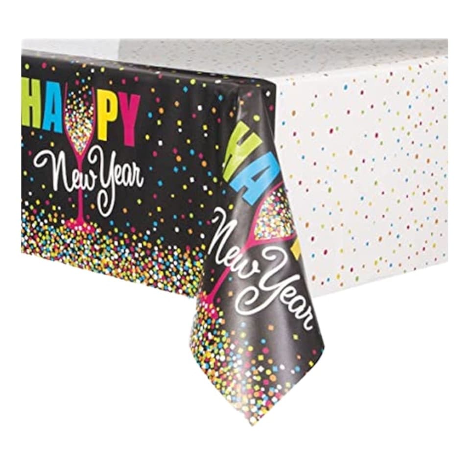 Unique Party Plastic New Year Tablecloth - Multicoloured - One Size