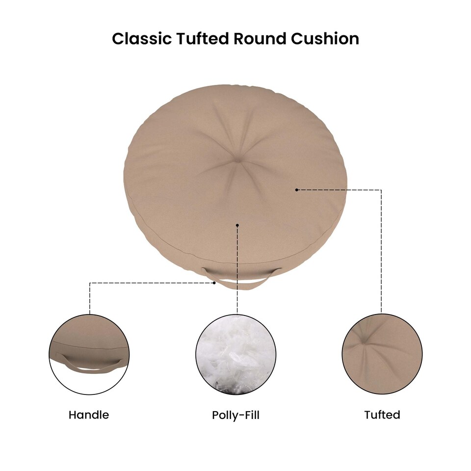 image 1 of Covers&All Round Chair Cushions with Handle, Thick Outdoor Indoor Cushion and Floor Pillow for Patio, Beige