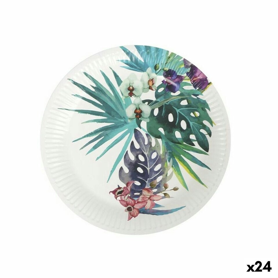 image 1 of Plate set Algon Disposable Cardboard Tropical 8 Pieces 23 cm (24 Units) N/A