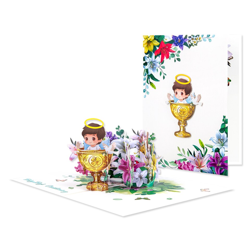 image 1 of Blessed Beginnings Boy’s Baptism 3D Pop Up Christning Card