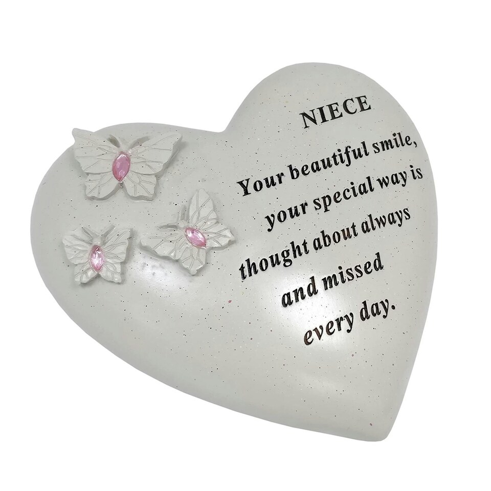 Heart With 3 Butterflies Pink Gems 16 x 14cm - Niece  DF17422-NI