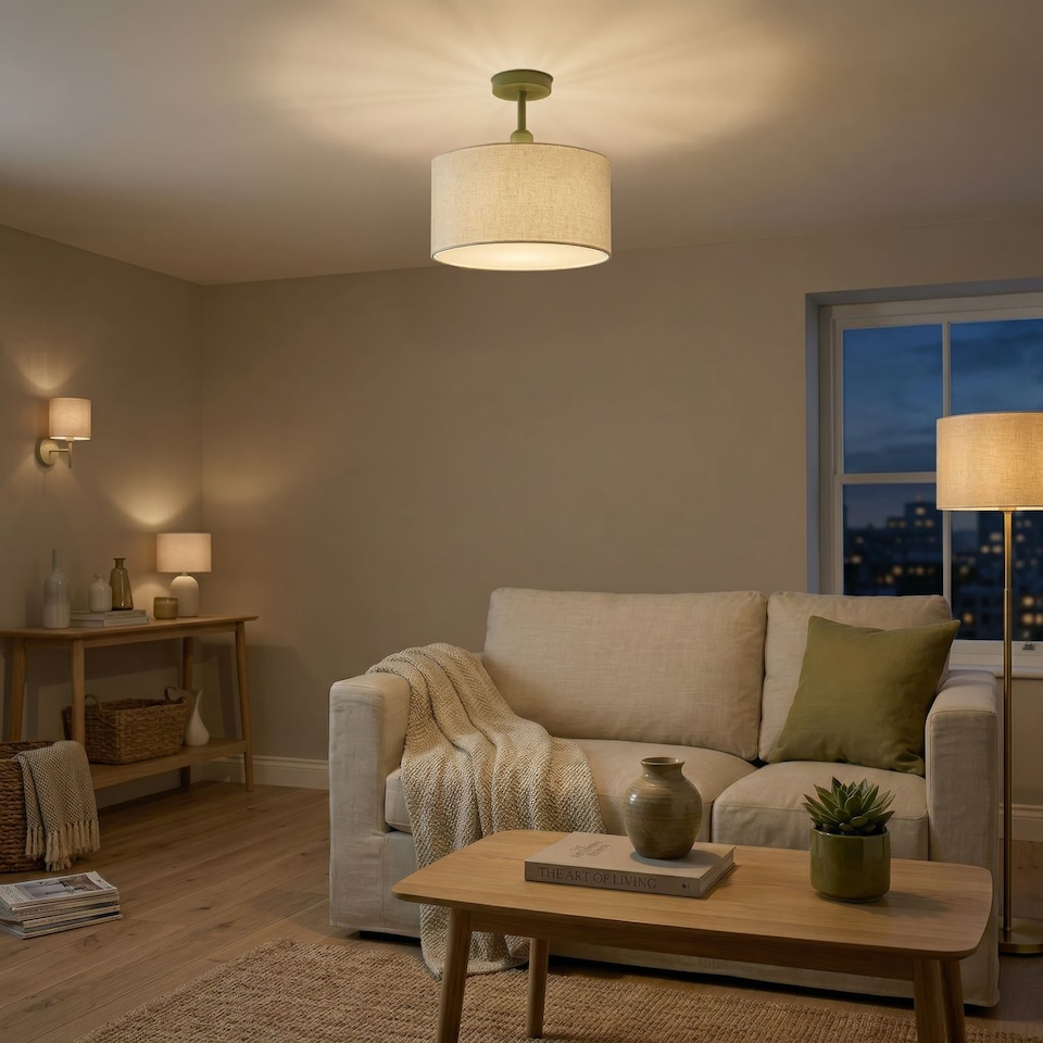 image 1 of Traditional Olive Green Ceiling Light Fitting to Hold Lamp Shades