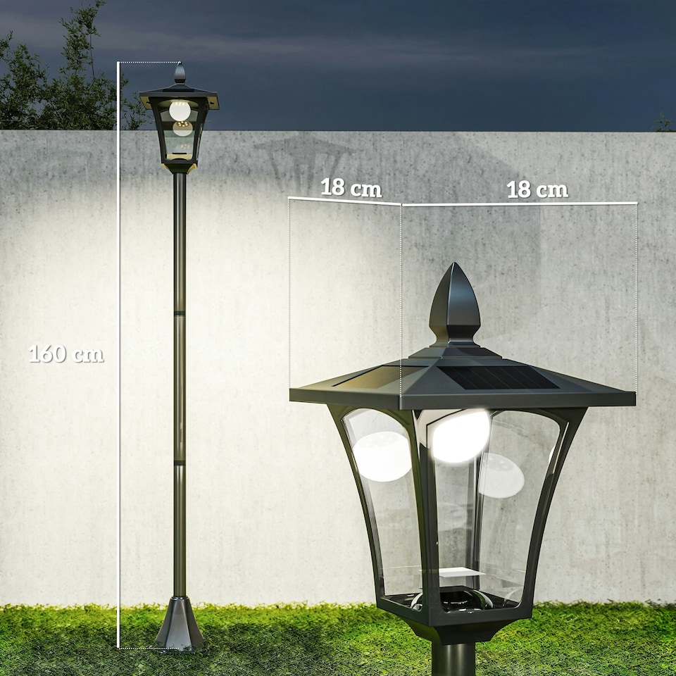 image 1 of Outsunny Outdoor Garden Solar Light with Base IP44 Optical Control Dimmable