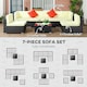 image 4 of Outsunny 7 Pieces PE Rattan Garden Furniture Set with Thick Padded Cushion, Patio Garden Corner Sofa Sets with Glass Coffee Table and Pillows, Buckle Structure, Black