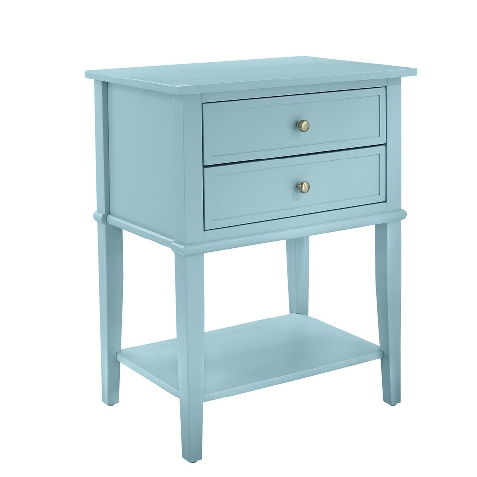 image 1 of Franklin End Table with 2 Drawers Blue Blue | Blue