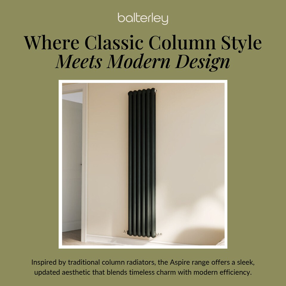 image 1 of Aspire Vertical Double Panel Radiator, 1800mm x 383mm - Anthracite | Grey | Anthracite | 1