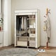 image 2 of HOMCOM Fabric Wardrobe, Portable Wardrobe with 6 Shelves, 1 Hanging Rail, Foldable Closets, 103 x 43 x 162.5 cm, Cream White | Cream | Cream
