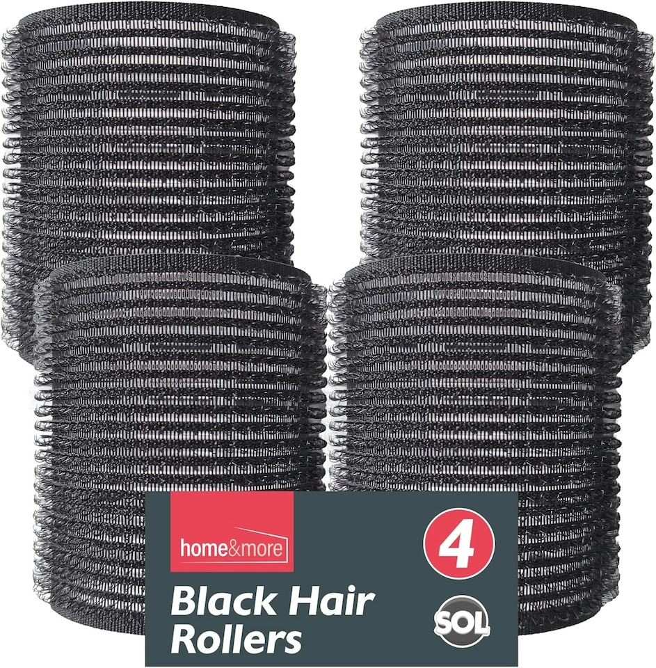 image 1 of SOL 4pk Black Hair Rollers for Hair Volume - Self Holding Rollers for Hair | Black