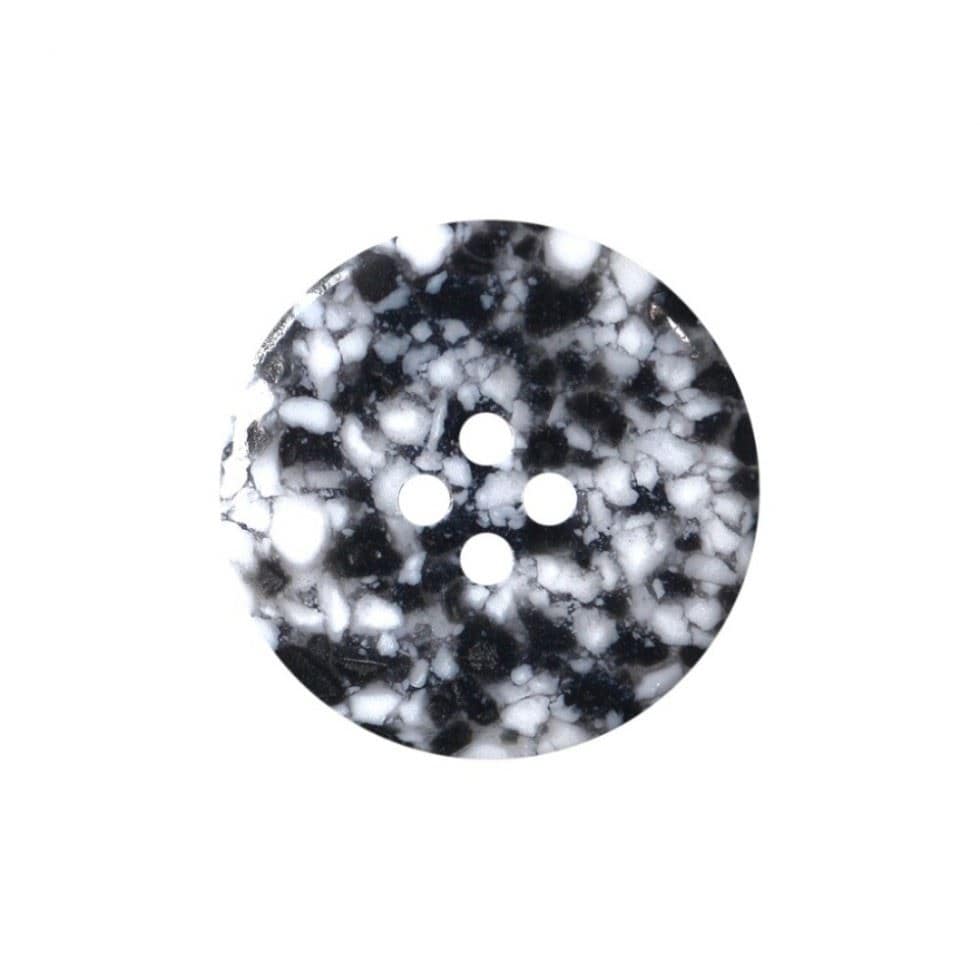 Minerva Black Round Recycled Plastic Scrap Speckled Buttons for Dressmaking - 28mm - per value pack of 25