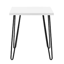 Owen Retro End Table in White / Black Legs White | White
