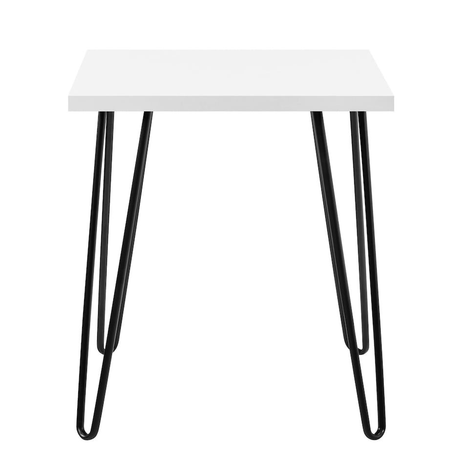 image 1 of Owen Retro End Table in White / Black Legs White | White