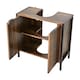 image 2 of Living and Home Double Door U-Shaped Under Sink Cabinet - Walnut Brown 60x30x60cm Brown
