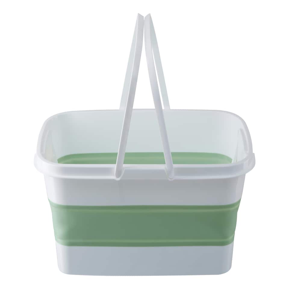 image 1 of Interiors By Premier Collapsible Laundry Basket in Green & White,Folding Hamper With Handles,Washing Bin,Foldable Utility Basket Green