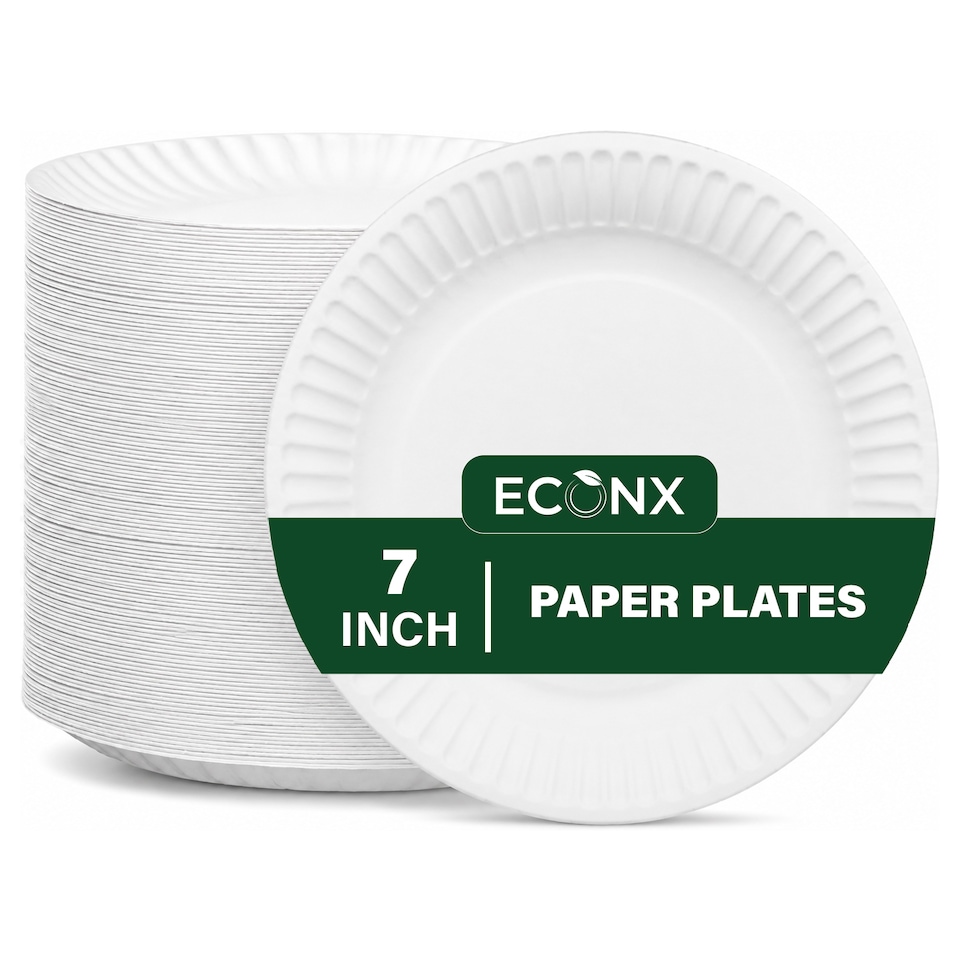 image 1 of ECONX 7"(18cm) Disposable Paper Plates Heavy Duty Dinner Party Plates Tableware