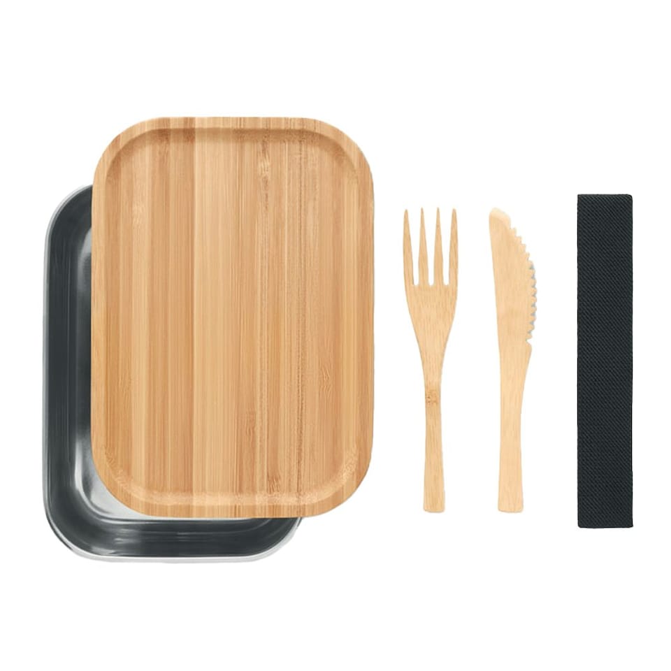 image 1 of MidOcean Savanna Stainless Steel Lunch Box - Wood - 5.5cm x 16cm x 11cm