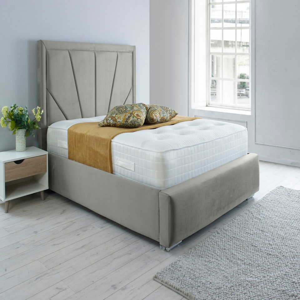 Itala Plush Single Bed Frame - Silver